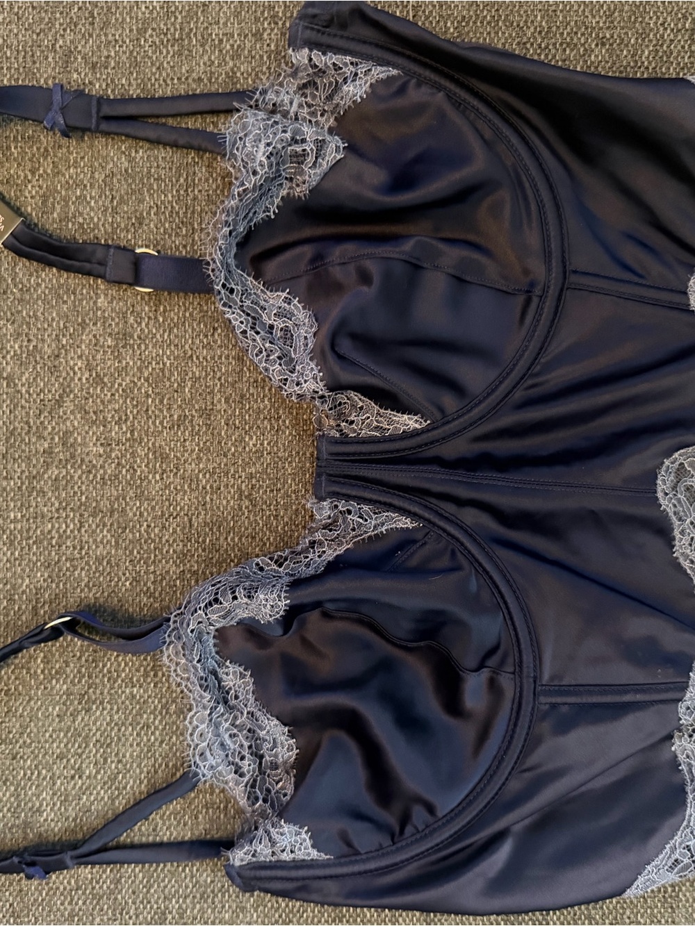 Victoria’s Secret- Navy Blue Lace-Trim Satin Bralette- never worn NWT